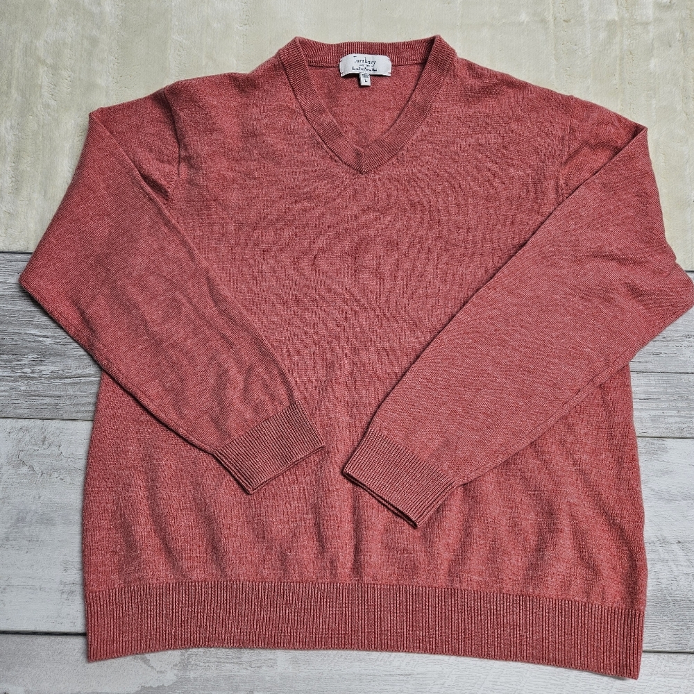 Turnbury Extra Fine Merino Wool V-Neck Sweater Mens L Old Money Preppy Academia